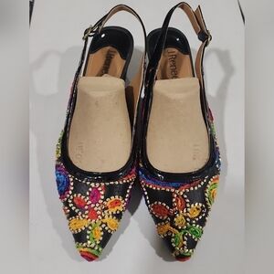 J. Rene Klaudia Chenille Mesh Slingback Pumps Size 10.5 E.UC Black/Blue